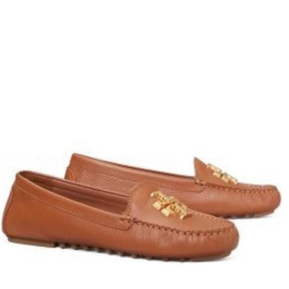 Tory Burch Everly Driver Leather Loafer Shoe Brand New Size 8 Tan Brass NWT - Picture 3 of 15